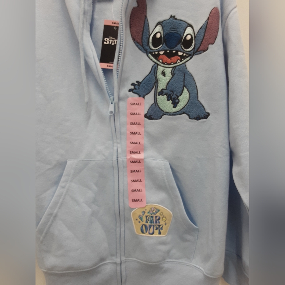 NWT!!! Disney Brand Baby Blue Stitch Zip Hoodie. Size S - Picture 4 of 10